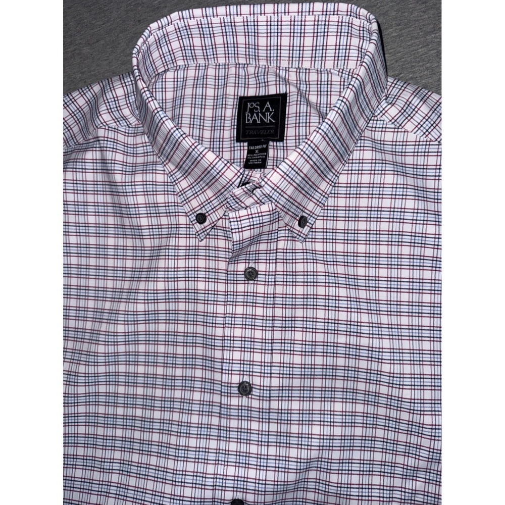 Jos A Bank Mens Traveler Tailored Fit  Plaid Shirt NWT Stretch Performance Luxuy